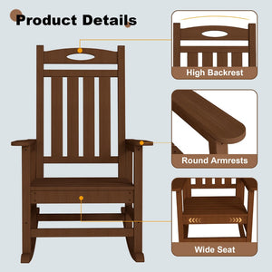English Elm Outdoor Hdpe Rocking Chair Set Two Oversized Ergonomic Porch Rockers All Season Brown W1859P501266