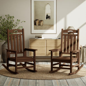 English Elm Outdoor Hdpe Rocking Chair Set Two Oversized Ergonomic Porch Rockers All Season Brown W1859P501266