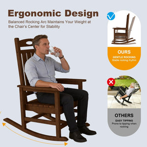 English Elm Outdoor Hdpe Rocking Chair Set Two Oversized Ergonomic Porch Rockers All Season Brown W1859P501266