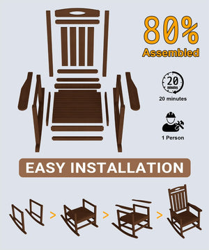English Elm Outdoor Hdpe Rocking Chair Set Two Oversized Ergonomic Porch Rockers All Season Brown W1859P501266