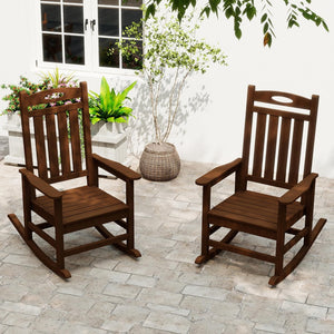 English Elm Outdoor Hdpe Rocking Chair Set Two Oversized Ergonomic Porch Rockers All Season Brown W1859P501266