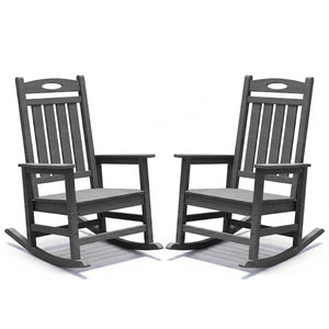 English Elm Outdoor Hdpe Rocking Chair Set Two Oversized Ergonomic Porch Rockers All Season Grey W1859P501269