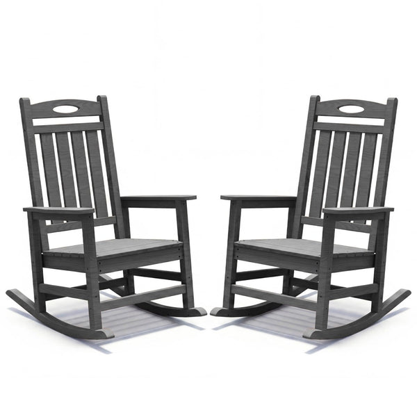 English Elm Outdoor Hdpe Rocking Chair Set Two Oversized Ergonomic Porch Rockers All Season Grey W1859P501269