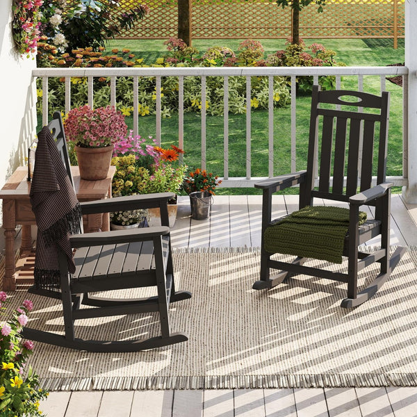 English Elm Outdoor Hdpe Rocking Chair Set Two Oversized Ergonomic Porch Rockers All Season Grey W1859P501269