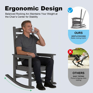 English Elm Outdoor Hdpe Rocking Chair Set Two Oversized Ergonomic Porch Rockers All Season Grey W1859P501269