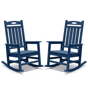 English Elm Outdoor Hdpe Rocking Chair Set Two Oversized Ergonomic Porch Rockers All Season Dark Blue W1859P501275