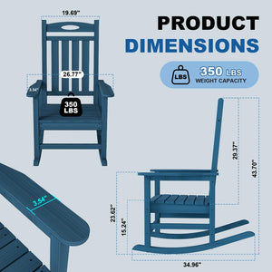 English Elm Outdoor Hdpe Rocking Chair Set Two Oversized Ergonomic Porch Rockers All Season Dark Blue W1859P501275