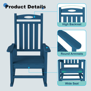 English Elm Outdoor Hdpe Rocking Chair Set Two Oversized Ergonomic Porch Rockers All Season Dark Blue W1859P501275