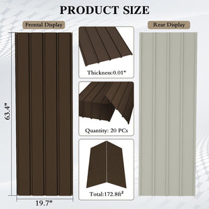 English Elm 20 Pc Galvanized Steel Corrugated Roofing Panels Weatherproof Siding for Sheds Pergolas W1859P503407