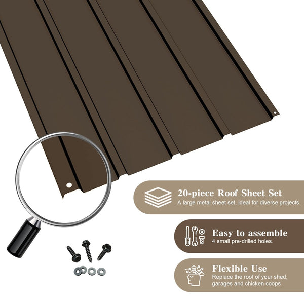English Elm 20 Pc Galvanized Steel Corrugated Roofing Panels Weatherproof Siding for Sheds Pergolas W1859P503407