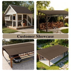 English Elm 20 Pc Galvanized Steel Corrugated Roofing Panels Weatherproof Siding for Sheds Pergolas W1859P503407