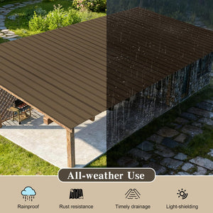 English Elm 20 Pc Galvanized Steel Corrugated Roofing Panels Weatherproof Siding for Sheds Pergolas W1859P503407