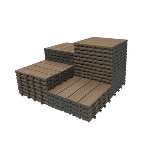 English Elm 36 Interlocking HDPE Deck Tiles Waterproof Outdoor Flooring for Patio Poolside Garden W1859P507498