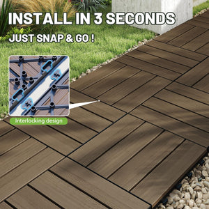 English Elm 36 Interlocking HDPE Deck Tiles Waterproof Outdoor Flooring for Patio Poolside Garden W1859P507498
