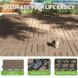 English Elm 36 Interlocking HDPE Deck Tiles Waterproof Outdoor Flooring for Patio Poolside Garden W1859P507498