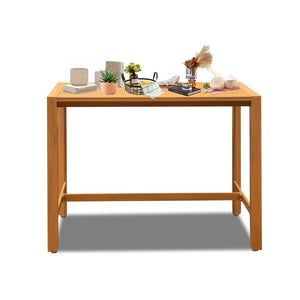 English Elm Outdoor Aluminum Bar Table with Teak Finish Rust Proof Patio Counter Height Stand W1859P508301
