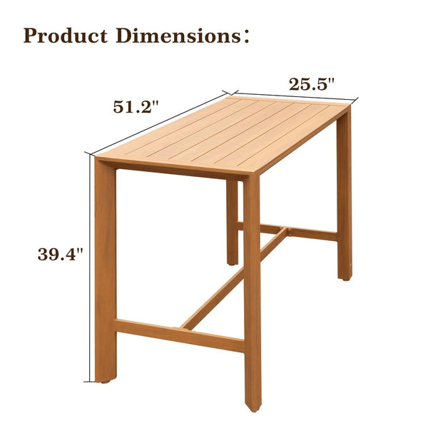 English Elm Outdoor Aluminum Bar Table with Teak Finish Rust Proof Patio Counter Height Stand W1859P508301