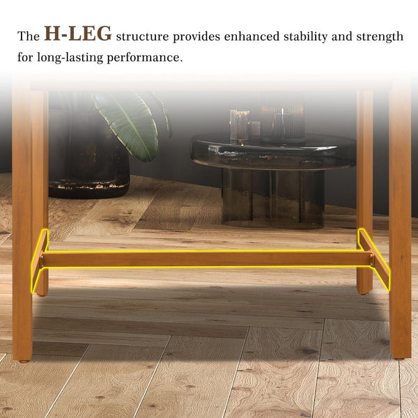 English Elm Outdoor Aluminum Bar Table with Teak Finish Rust Proof Patio Counter Height Stand W1859P508301