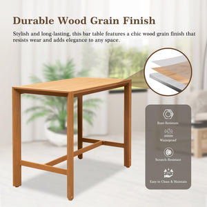 English Elm Outdoor Aluminum Bar Table with Teak Finish Rust Proof Patio Counter Height Stand W1859P508301