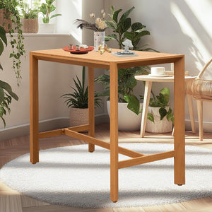 English Elm Outdoor Aluminum Bar Table with Teak Finish Rust Proof Patio Counter Height Stand W1859P508301