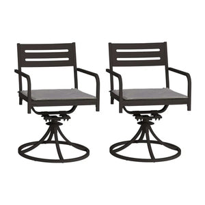 English Elm Set of 2 Swivel Steel Patio Dining Chairs with Weather Resistant Cushions Outdoor W1859P508643