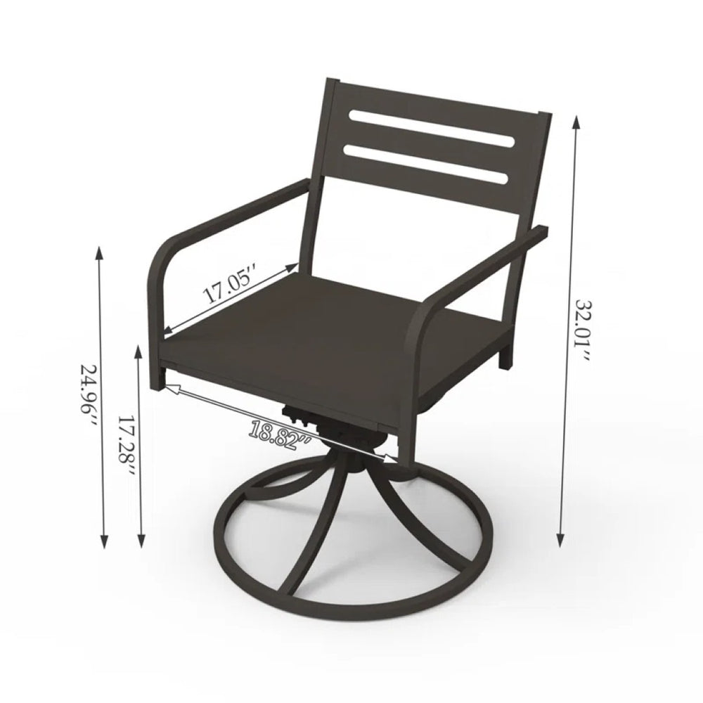 English Elm Set of 2 Swivel Steel Patio Dining Chairs with Weather Resistant Cushions Outdoor W1859P508643