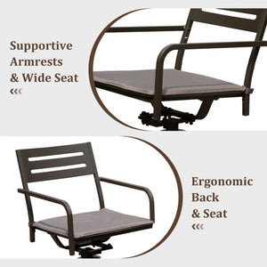 English Elm Set of 2 Swivel Steel Patio Dining Chairs with Weather Resistant Cushions Outdoor W1859P508643