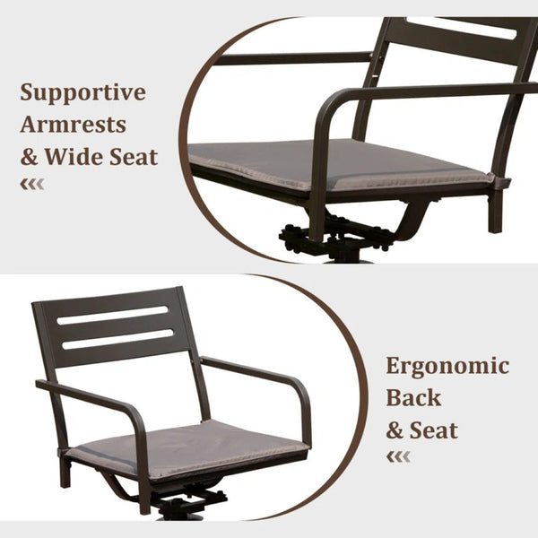 English Elm Set of 2 Swivel Steel Patio Dining Chairs with Weather Resistant Cushions Outdoor W1859P508643