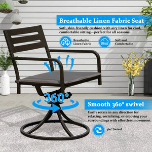 English Elm Set of 2 Swivel Steel Patio Dining Chairs with Weather Resistant Cushions Outdoor W1859P508643