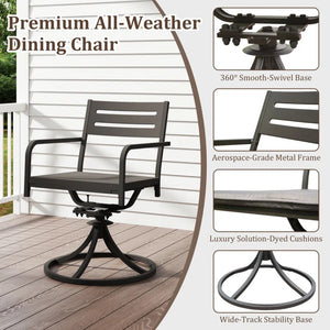 English Elm Set of 2 Swivel Steel Patio Dining Chairs with Weather Resistant Cushions Outdoor W1859P508643