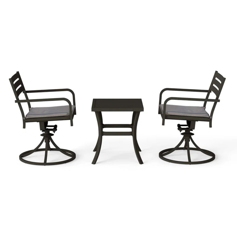 English Elm Outdoor Swivel Bistro Set with Powder Coated Iron Armchairs and Weather Resistant Table W1859P508672