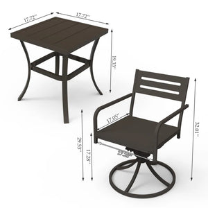 English Elm Outdoor Swivel Bistro Set with Powder Coated Iron Armchairs and Weather Resistant Table W1859P508672