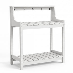 English Elm Potting Bench Outdoor HDPE Three Tier Ergonomic Work Station for Garden Patio White W1859P511144
