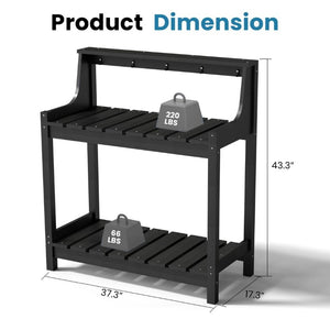 English Elm Potting Bench Outdoor HDPE Three Tier Ergonomic Work Station for Garden Patio Black W1859P511146