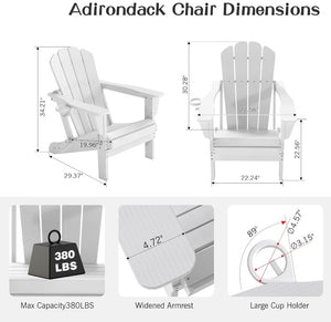 English Elm Adirondack Folding HDPE Outdoor Chair with Wood Grain Finish and Built in Cup Holder W1859P514786