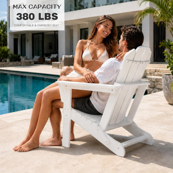 English Elm Adirondack Folding HDPE Outdoor Chair with Wood Grain Finish and Built in Cup Holder W1859P514786