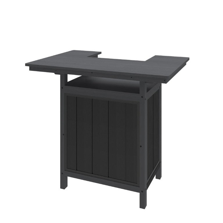 English Elm Outdoor HDPE Aluminum Bar Island with Wine Rack Two Tier Patio Entertaining Station W1859P521562