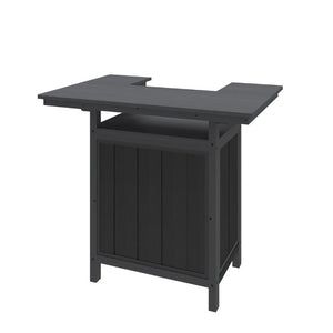 English Elm Outdoor HDPE Aluminum Bar Island with Wine Rack Two Tier Patio Entertaining Station W1859P521562