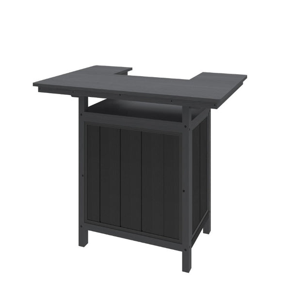 English Elm Outdoor HDPE Aluminum Bar Island with Wine Rack Two Tier Patio Entertaining Station W1859P521562