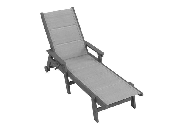 English Elm Outdoor Hdpe Chaise Lounge Set Two Poolside Recliners with Teslin Fabric and Casters Gray W1859P528222