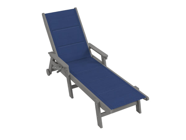 English Elm Outdoor Hdpe Chaise Lounge Set Two Poolside Recliners with Teslin Fabric and Casters Navy+Light Blue W1859P528279