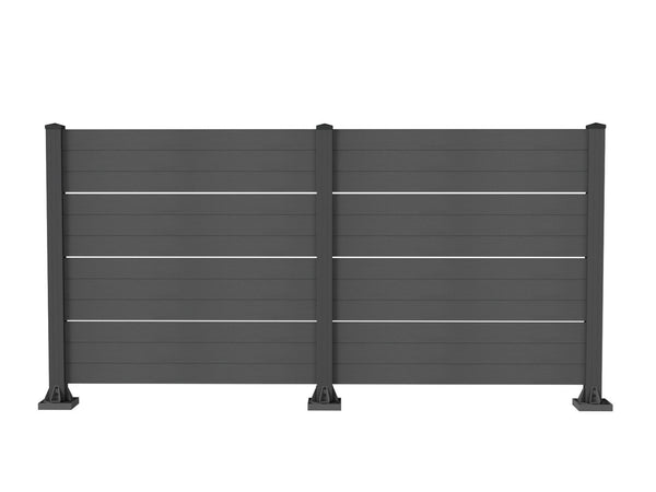 English Elm 50" Outdoor Vinyl Privacy Screen with Aluminum Posts No Dig Two Panel Yard Shield Dark Grey W1859P528368