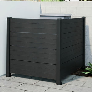 English Elm 50" Outdoor Vinyl Privacy Screen with Aluminum Posts No Dig Two Panel Yard Shield Dark Grey W1859P528368