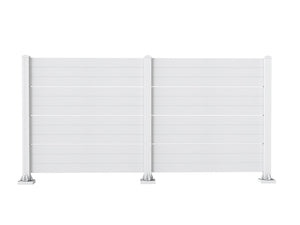 English Elm 50" Outdoor Vinyl Privacy Screen with Aluminum Posts No Dig Two Panel Yard Shield White W1859P528371