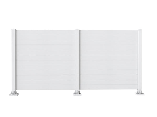 English Elm 50" Outdoor Vinyl Privacy Screen with Aluminum Posts No Dig Two Panel Yard Shield White W1859P528371