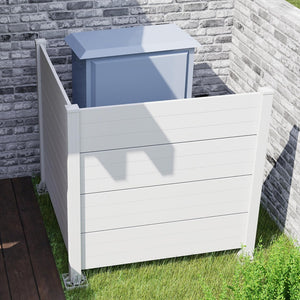 English Elm 50" Outdoor Vinyl Privacy Screen with Aluminum Posts No Dig Two Panel Yard Shield White W1859P528371
