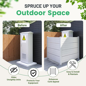 English Elm 50" Outdoor Vinyl Privacy Screen with Aluminum Posts No Dig Two Panel Yard Shield White W1859P528371