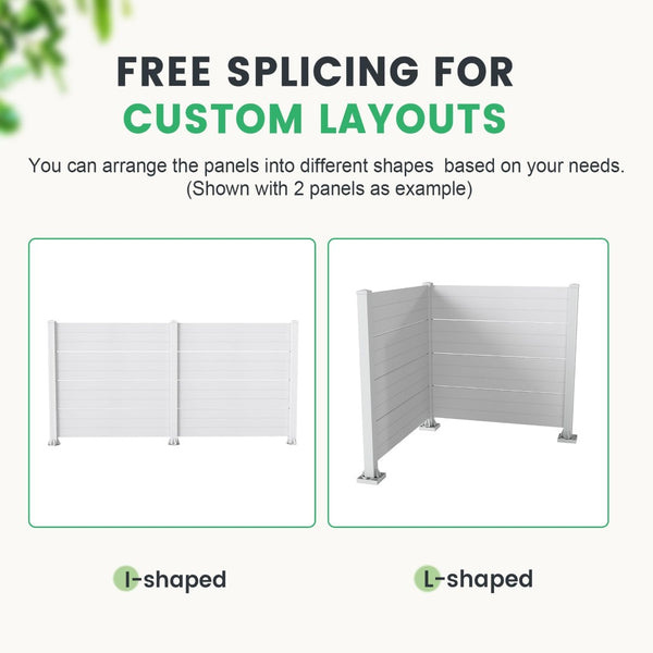 English Elm 50" Outdoor Vinyl Privacy Screen with Aluminum Posts No Dig Two Panel Yard Shield White W1859P528371