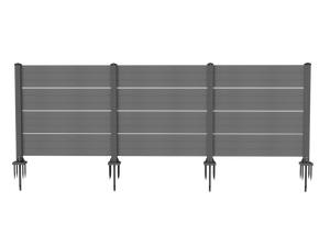English Elm 50" Outdoor Vinyl Privacy Screen Three Panel Aluminum Post Yard Ac Enclosure Dark Grey W1859P528380