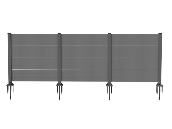 English Elm 50" Outdoor Vinyl Privacy Screen Three Panel Aluminum Post Yard Ac Enclosure Dark Grey W1859P528380